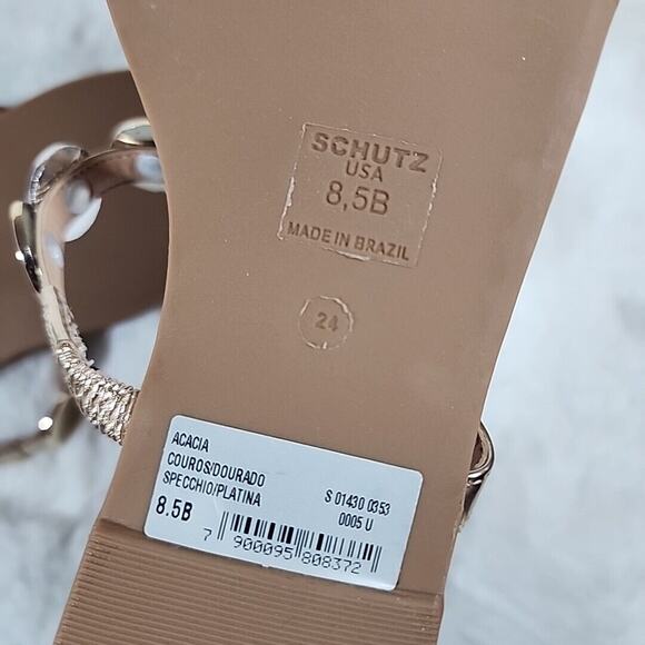 Schutz Acacia Flat Sandal Gold/platina women's size 8.5 B - Picture 6 of 6